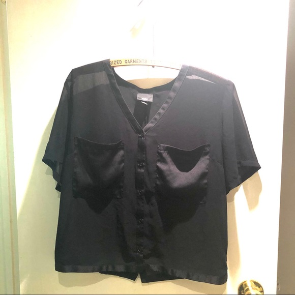 Cropped Sheer blouse M - Picture 2 of 5
